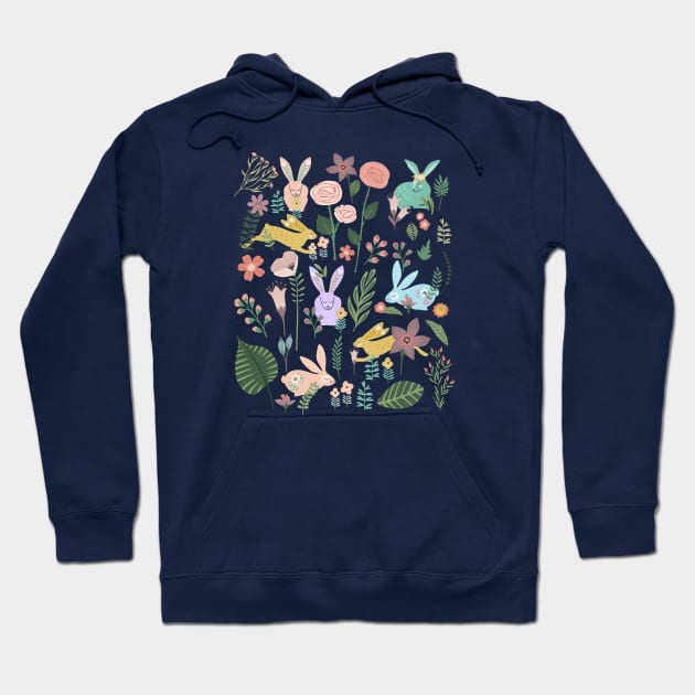 Bunnies In The Springtime Garden Hoodie by LittleBunnySunshine